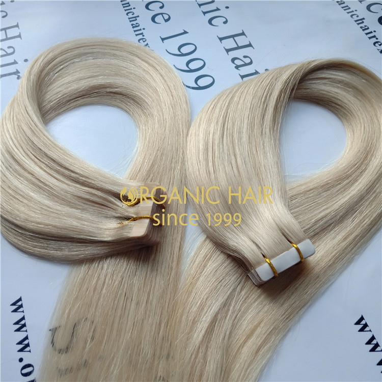 Blonde color full cuticle hair tape hair extensions  A84